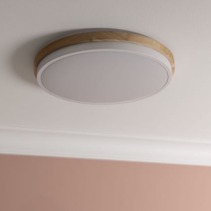 Brilliant - Dimmbare LED-Deckenleuchte BAARLO LED/24W/230V d 35 cm weiß/Gummibaum - FSC-zertifiziert