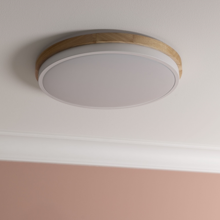 Brilliant - Dimmbare LED-Deckenleuchte BAARLO LED/24W/230V d 35 cm weiß/Gummibaum - FSC-zertifiziert