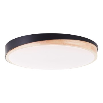 Brilliant - Dimmbare LED-Deckenleuchte BAARLO LED/36W/230V 3000-6500K d 50 cm schwarz/Gummibaum + Fernbedienung - FSC-zertifiziert
