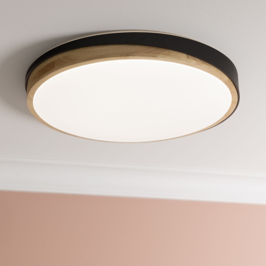 Brilliant - Dimmbare LED-Deckenleuchte BAARLO LED/36W/230V 3000-6500K d 50 cm schwarz/Gummibaum + Fernbedienung - FSC-zertifiziert