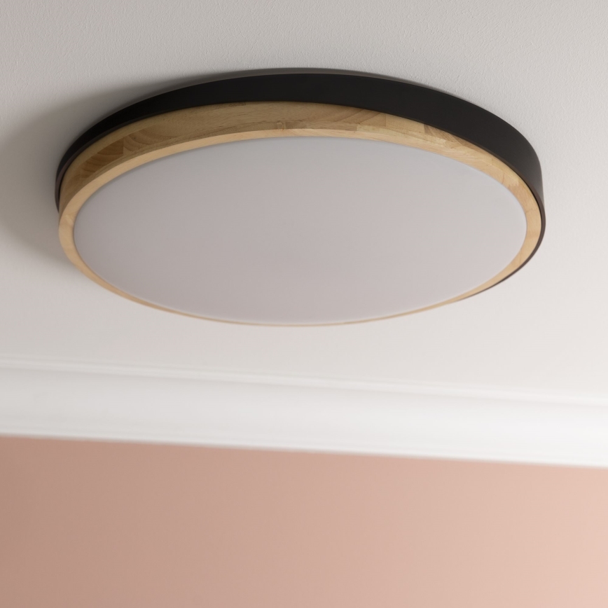 Brilliant - Dimmbare LED-Deckenleuchte BAARLO LED/36W/230V 3000-6500K d 50 cm schwarz/Gummibaum + Fernbedienung - FSC-zertifiziert