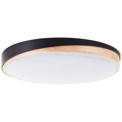 Brilliant - Dimmbare LED-Deckenleuchte BAARLO LED/36W/230V 3000-6500K d 50 cm schwarz/Gummibaum + Fernbedienung - FSC-zertifiziert