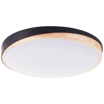 Brilliant - Dimmbare LED-Deckenleuchte BAARLO LED/36W/230V 3000-6500K d 50 cm schwarz/Gummibaum + Fernbedienung - FSC-zertifiziert