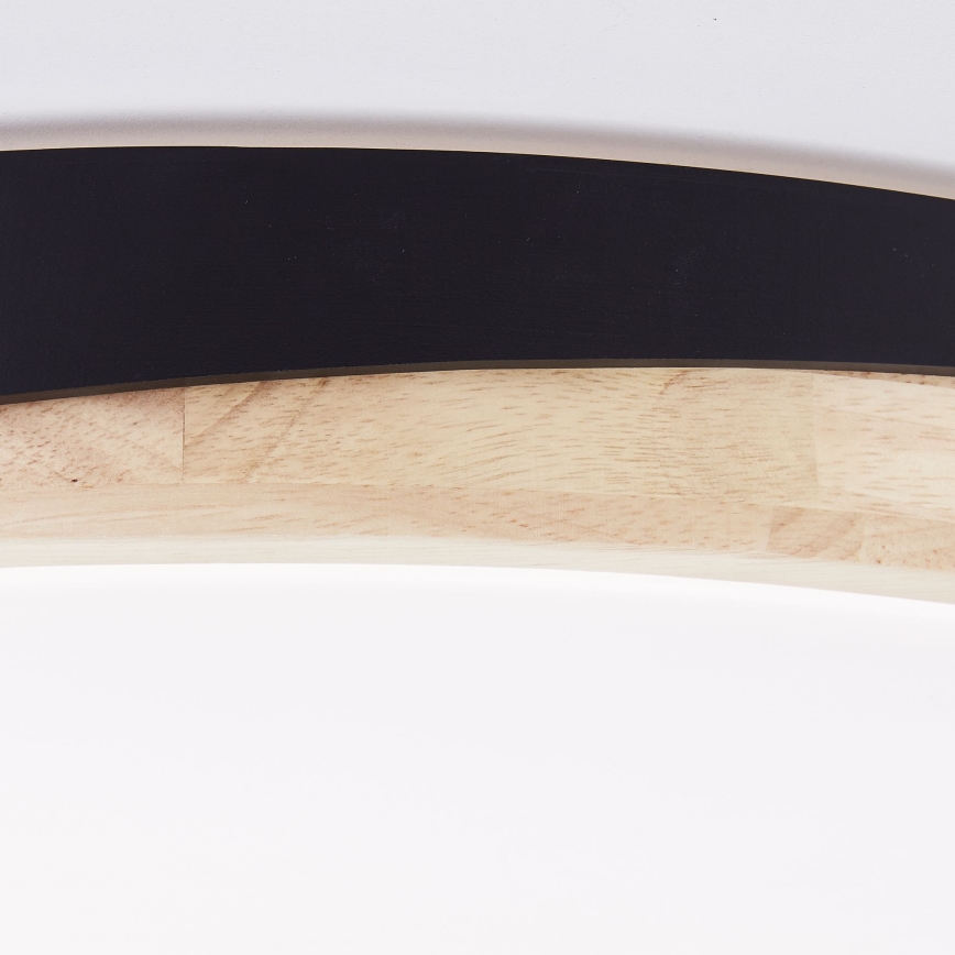 Brilliant - Dimmbare LED-Deckenleuchte BAARLO LED/36W/230V 3000-6500K d 50 cm schwarz/Gummibaum + Fernbedienung - FSC-zertifiziert