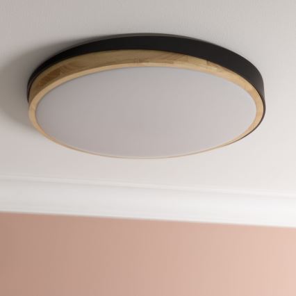 Brilliant - Dimmbare LED-Deckenleuchte BAARLO LED/36W/230V 3000-6500K d 50 cm schwarz/Gummibaum + Fernbedienung