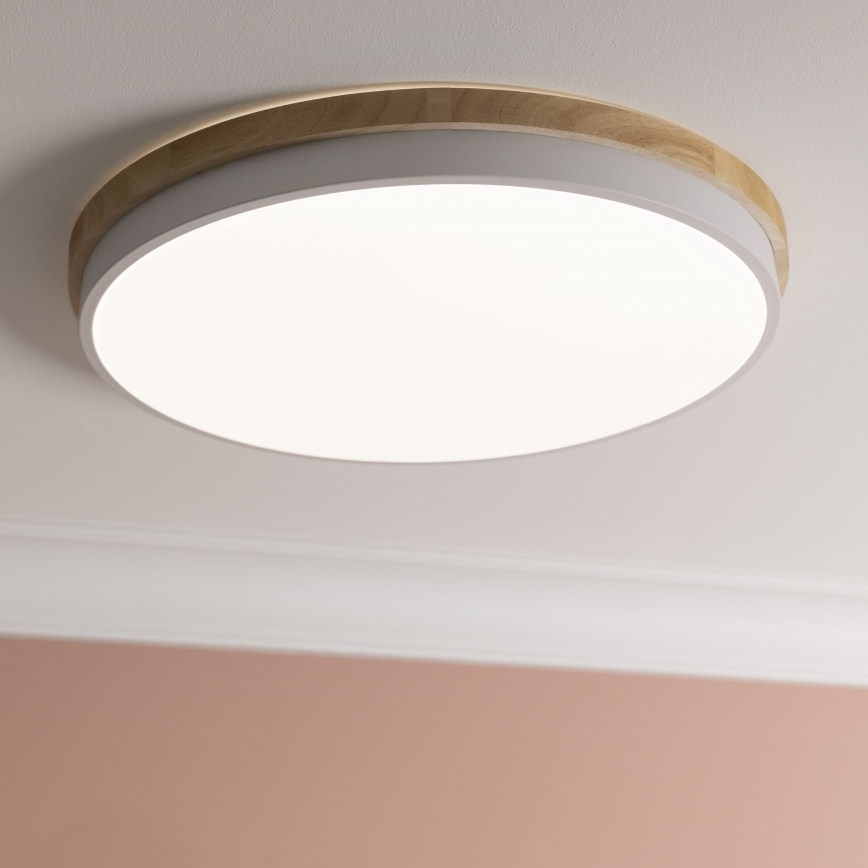Brilliant - Dimmbare LED-Deckenleuchte BAARLO LED/36W/230V 3000-6500K d 50 cm weiß/Gummibaum + Fernbedienung - FSC-zertifiziert