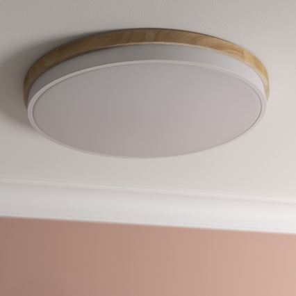 Brilliant - Dimmbare LED-Deckenleuchte BAARLO LED/36W/230V 3000-6500K d 50 cm weiß/Gummibaum + Fernbedienung - FSC-zertifiziert