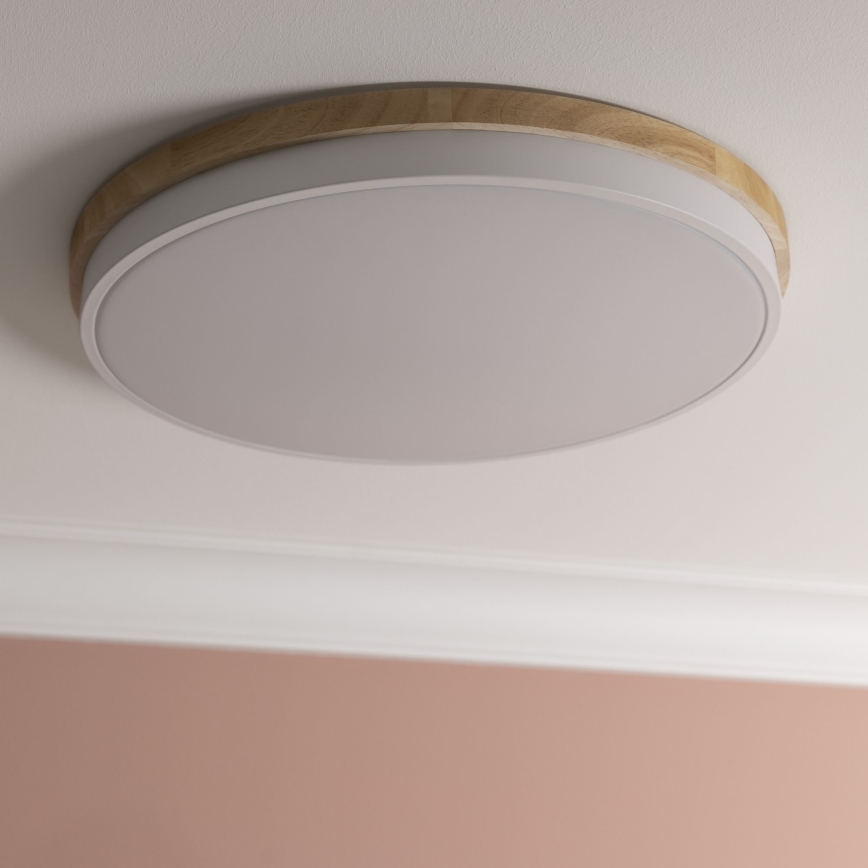 Brilliant - Dimmbare LED-Deckenleuchte BAARLO LED/36W/230V 3000-6500K d 50 cm weiß/Gummibaum + Fernbedienung - FSC-zertifiziert
