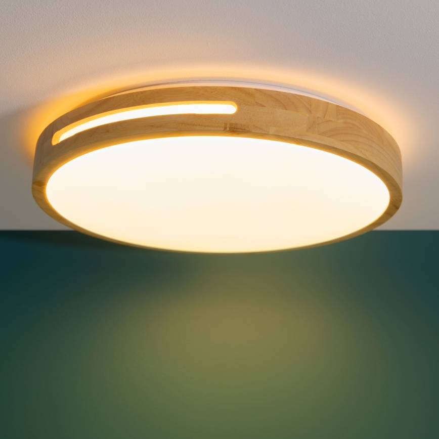 Brilliant - Dimmbare LED-Deckenleuchte WOODBURY LED/24W/230V d 39 cm Gummibaum - FSC-zertifiziert