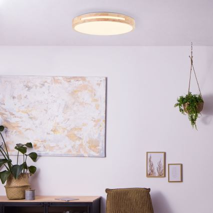 Brilliant - Dimmbare LED-Deckenleuchte WOODBURY LED/24W/230V d 39 cm Gummibaum - FSC-zertifiziert