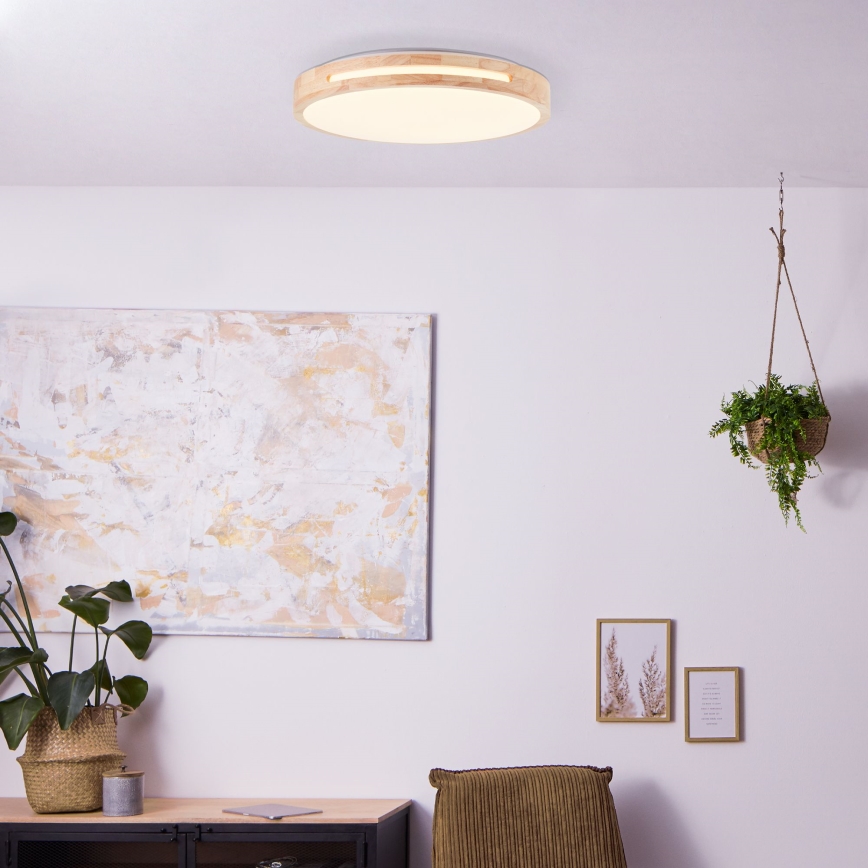 Brilliant - Dimmbare LED-Deckenleuchte WOODBURY LED/24W/230V d 39 cm Gummibaum - FSC-zertifiziert