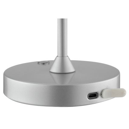 Brilliant - LED, dimmbar, wiederaufladbar, berührungsgesteuerte Außen-Tischleuchte ELORA LED/2,5W/5V 2700K 2600 mAh IP44 silber