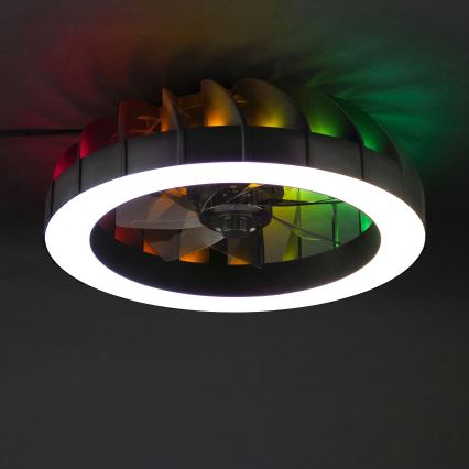 Brilliant - LED RGBW dimmbarer Deckenventilator mit Licht FANORA LED/30W/230V 2700-6500K Ø 46 cm schwarz + Fernbedienung