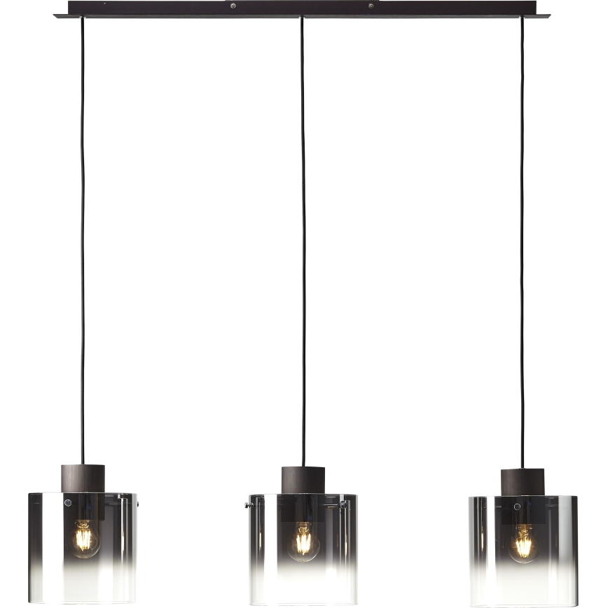 Brilliant - Hängeleuchte mit Kabel BETH 3xE27/60W/230V schwarz/rauchglas