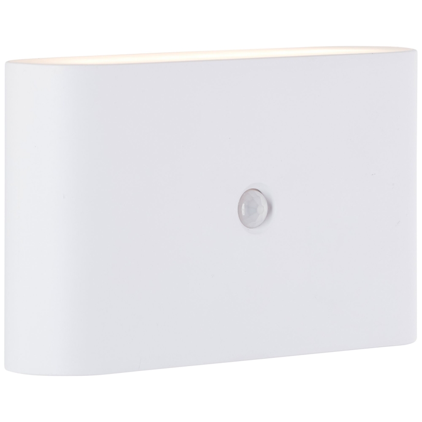 Brilliant - LED Außen-Wandlampe mit Sensor, wiederaufladbar XINO LED/3W/5V 3600 mAh IP44 Weiß