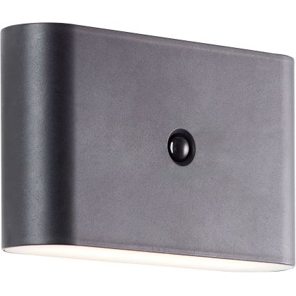 Brilliant - LED Außen-Wandlampe mit Sensor, wiederaufladbar XINO LED/3W/5V 3600 mAh IP44 schwarz