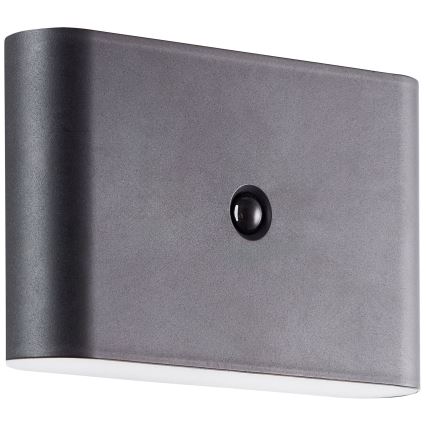 Brilliant - LED Außen-Wandlampe mit Sensor, wiederaufladbar XINO LED/3W/5V 3600 mAh IP44 schwarz