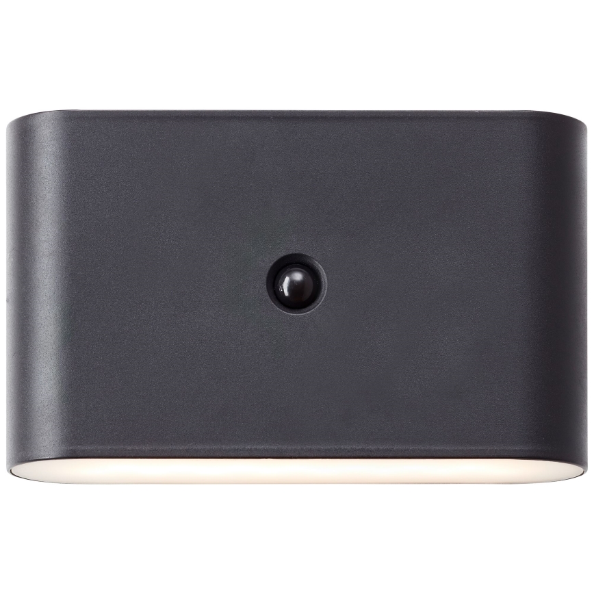 Brilliant - LED Außen-Wandlampe mit Sensor, wiederaufladbar XINO LED/3W/5V 3600 mAh IP44 schwarz