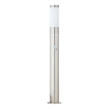 Brilliant - LED-Außenleuchte mit Sensor LEIGH LED/0,9W/230V + 1xE27/11W 80 cm IP44 glänzendes Chrom