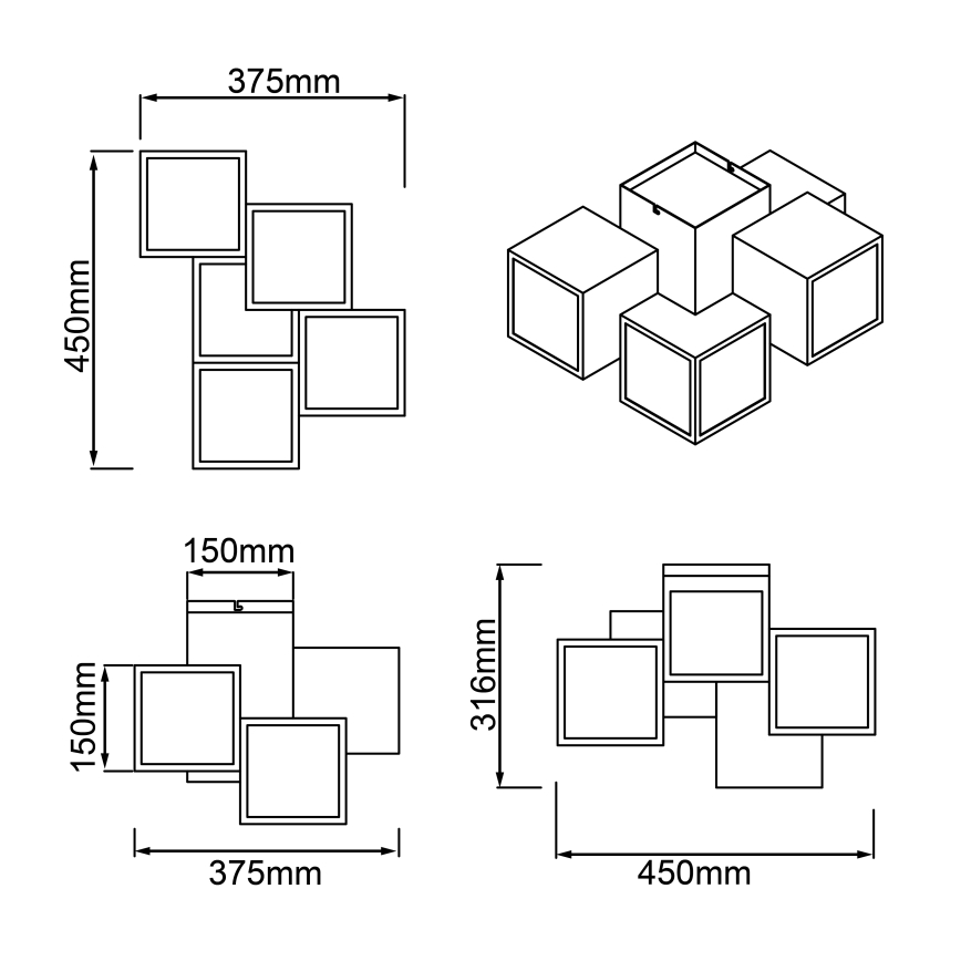 Brilliant - LED-Deckenleuchte CUBIX 5xLED/7,6W/230V 3000K weiß