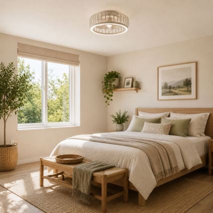 Brilliant - CAPO LED-Deckenleuchte mit Ventilator, dimmbar, 36W/230V, 2700-6500K, Ø 48 cm, beige + Fernbedienung