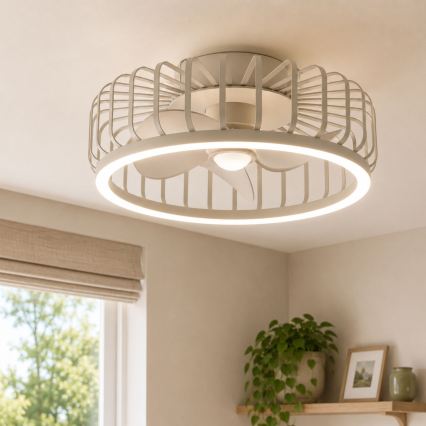 Brilliant - CAPO LED-Deckenleuchte mit Ventilator, dimmbar, 36W/230V, 2700-6500K, Ø 48 cm, beige + Fernbedienung