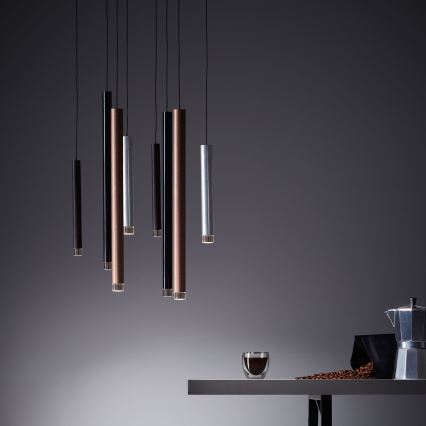 Brilliant - dimmbare LED-Pendelleuchte CEMBALO an Stahlseil LED/32W/230V matt-chrom/schwarz/braun