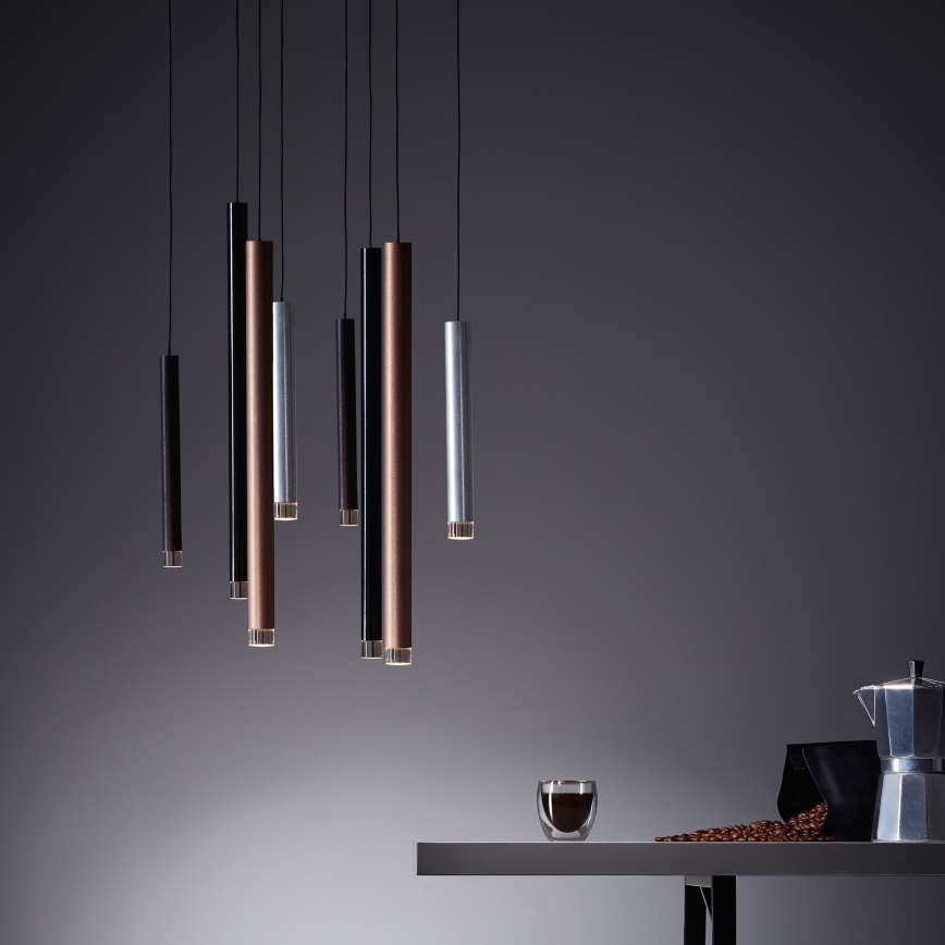 Brilliant - dimmbare LED-Pendelleuchte CEMBALO an Stahlseil LED/32W/230V matt-chrom/schwarz/braun