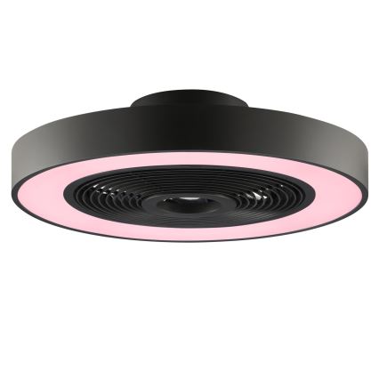 Brilliant - LED RGBW dimmbare Deckenleuchte mit Ventilator CATANIA LED/37W/230V 2700-6500K Ø 48,6 cm schwarz + Fernbedienung