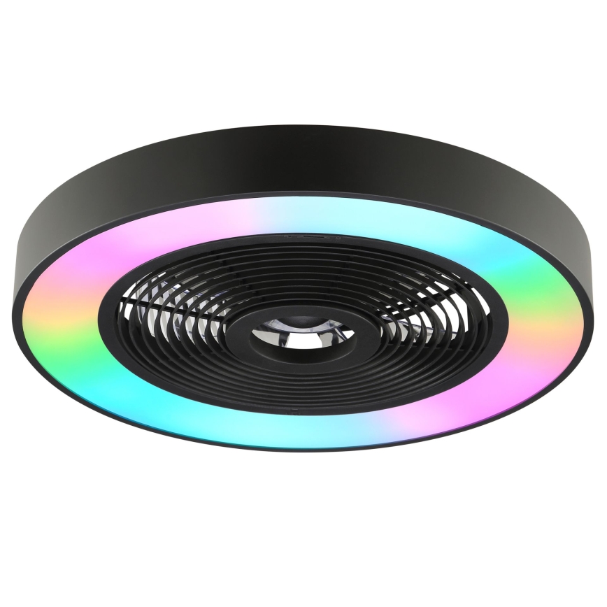 Brilliant - LED RGBW dimmbare Deckenleuchte mit Ventilator CATANIA LED/37W/230V 2700-6500K Ø 48,6 cm schwarz + Fernbedienung