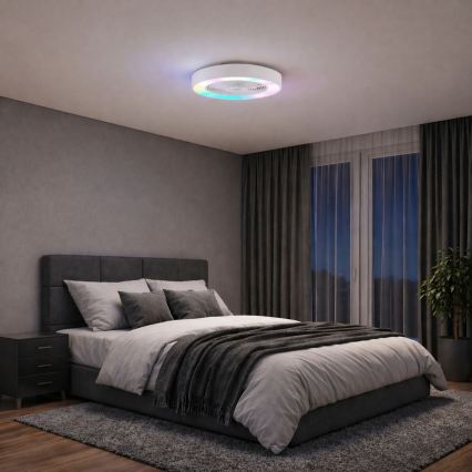 Brilliant - LED RGBW dimmbare Deckenleuchte mit Ventilator CATANIA LED/37W/230V 2700-6500K Ø 48,6 cm weiß + Fernbedienung
