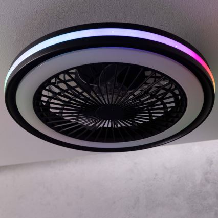 Brilliant - LED RGBW dimmbare Deckenleuchte mit Ventilator PALMERO LED/40W/230V 2700-6500K Ø 46,6 cm beige + Fernbedienung