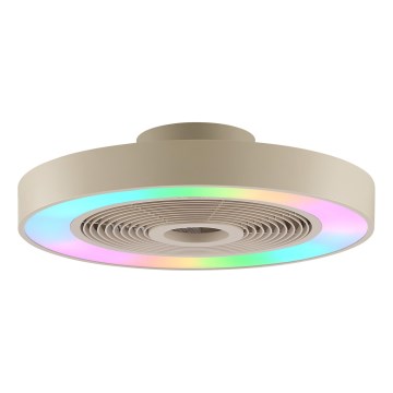 Brilliant - LED RGBW dimmbare Deckenleuchte mit Ventilator CATANIA LED/37W/230V 2700-6500K Ø 48,6 cm beige + Fernbedienung