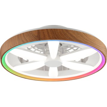 Brilliant - LED RGBW Dimmbarer Deckenventilator GAIANO LED/24W/230V 2700-6500K d 48 cm braun + Fernbedienung