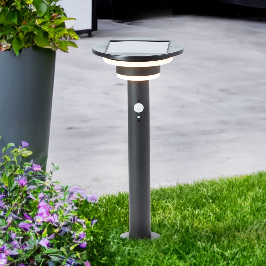Brilliant - LED-Solarleuchte mit Sensor GARVINA LED/3W/3,7V 45 cm IP44 schwarz