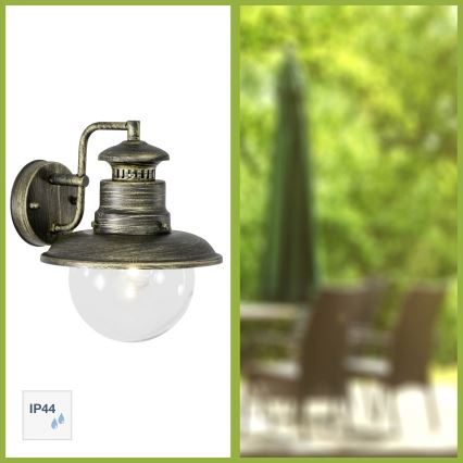 Brilliant - Outdoor-Wandleuchte ARTU 1xE27/60W/230V IP44 Patina/golden