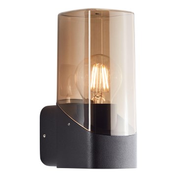 Brilliant - Outdoor-Wandleuchte MINOU 1xE27/10W/230V IP44 schwarz/rauchig