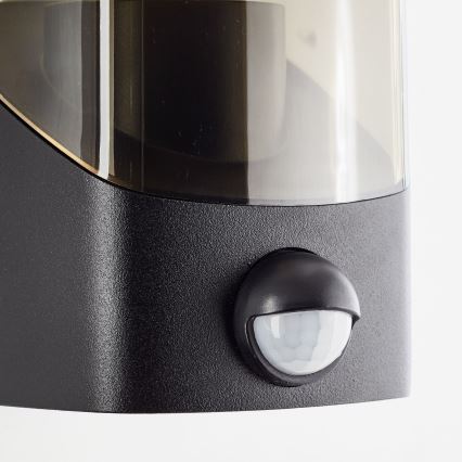 Brilliant - Outdoor-Wandleuchte mit Sensor MINOU 1xE27/10W/230V IP44 schwarz/rauchig