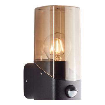 Brilliant - Outdoor-Wandleuchte mit Sensor MINOU 1xE27/10W/230V IP44 schwarz/rauchig