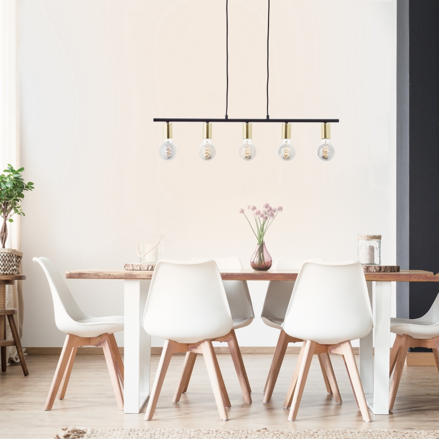 Brilliant - Pendelleuchte an Stahlseil KERRY 5xE27/40W/230V schwarz/Messing