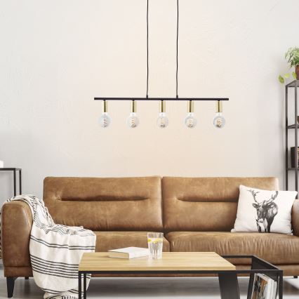 Brilliant - Pendelleuchte an Stahlseil KERRY 5xE27/40W/230V schwarz/Messing