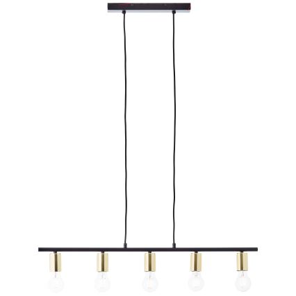 Brilliant - Pendelleuchte an Stahlseil KERRY 5xE27/40W/230V schwarz/Messing