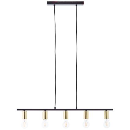 Brilliant - Pendelleuchte an Stahlseil KERRY 5xE27/40W/230V schwarz/Messing