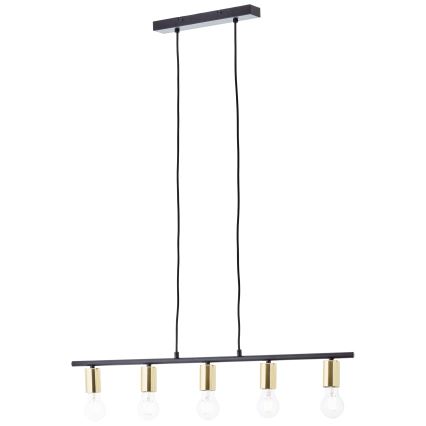 Brilliant - Pendelleuchte an Stahlseil KERRY 5xE27/40W/230V schwarz/Messing