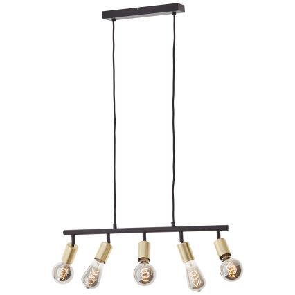 Brilliant - Pendelleuchte mit Kabel TIFFANY 5xE27/28W/230V schwarz/Messing