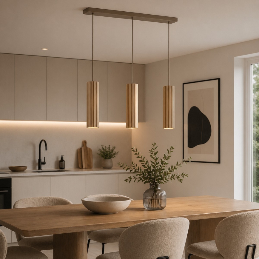 Brilliant - Pendelleuchte mit Seilaufhängung LAKEWOOD 3xGU10/10W/230V braun
