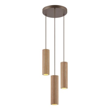 Brilliant - Pendelleuchte mit Seilaufhängung LAKEWOOD 3xGU10/10W/230V Ø 28 cm braun
