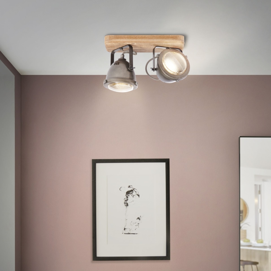 Brilliant - Spotleuchte CARMEN WOOD 2xGU10/5W/230V Eukalyptus