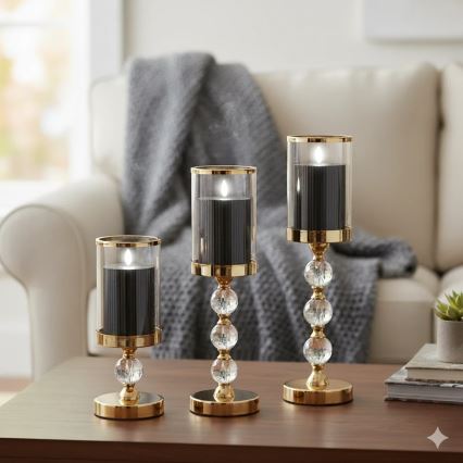 BRILLO 3er-Set LED-Kerzen, LED/2xAA, schwarz + Fernbedienung