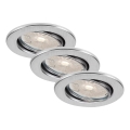 Brilo - 3er-Set dimmbare LED-Badezimmer-Einbauleuchten DIMM LED/5,5W/230V 3000K IP23 mattchrom